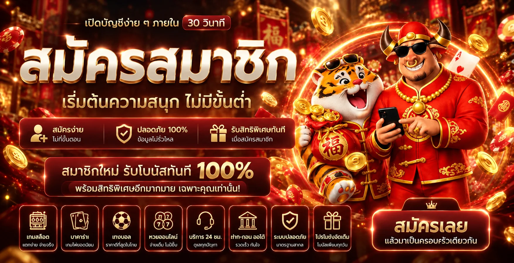 ภาพแนะนำการสมัครสมาชิก JOOP88 โทนแดงทอง